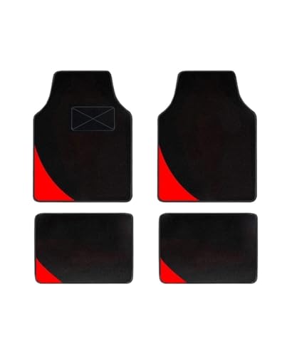 Auto-Fußmatten 4 Stück Universal Ersatzfußmatten Autos Teppichmatten Vorne Und Hinten Staubdichter Ersatz(Rot)
