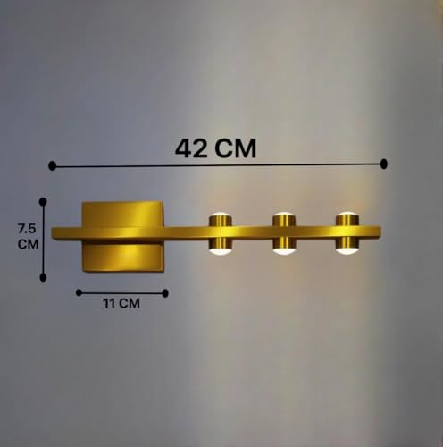 Image of Groeien 6 LED Golden 6 watt Up /Down Wall Sconce Bathroom Vanity Indoor Outdoor Light Fixtures for Mirror, Hallway,Bedroom,Indoor Wall Light(DualArc-3LED)