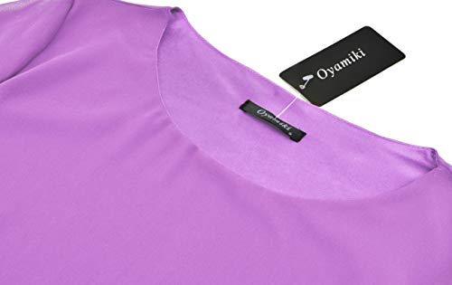 Image of Oyamiki Womens Half Sleeve Layered Flowy Chiffon Blouses Round Neck Shirts Tops