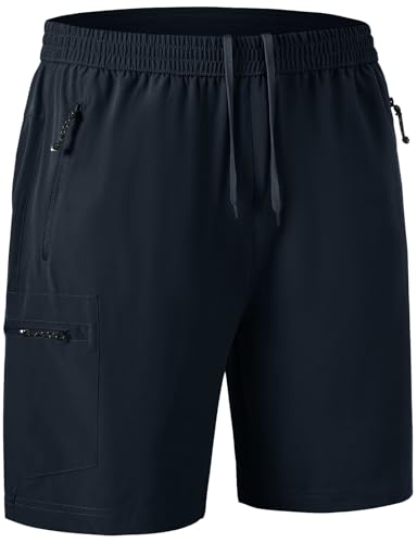 Rdruko Men's Work Hiking Shorts Lightweight Quick Dry Outdoor Cargo Shorts with Pockets, Navy, X-Large