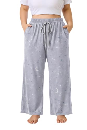 Image of FLYCURVY Plus Size Women Pajama Pants with Pocket L-5XL