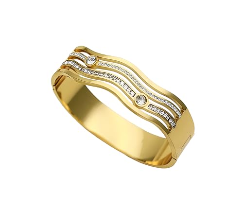 Gold Plated Anti Tarnish Bracelet for Women | Crystal Stones Stud...
