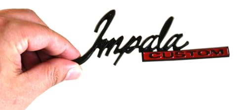 Image of Pair New Impala Custom Script Emblem Coupe Rear Sail Panel Badge Replacement for 1971-1976 Impala (Red), EI-#+#-1