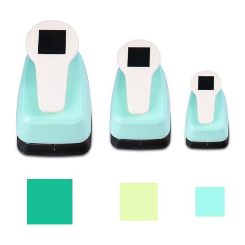 Square Punch for Crafting Scrapbooking Cards 3/8 5/8 and 1 Square Lever Action Craft Puncher Scrapbooking Crafting Tool Handmade Paper cuadrado Punches for DIY Cards Making