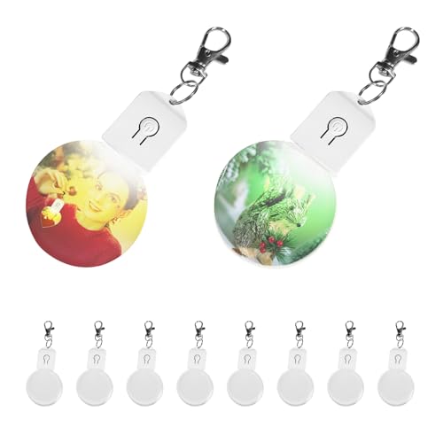 SYWAN 10Pcs Sublimation LED Keychain, Sublimation LED Keychains Acrylic Glitter