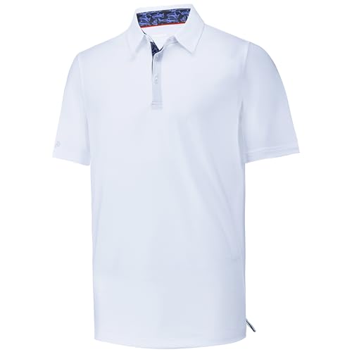 Mens Golf Shirt Short Sleeve Moisture Wicking Dry Fit Performance Casual Solid Collared Golf Polo Shirts for Men