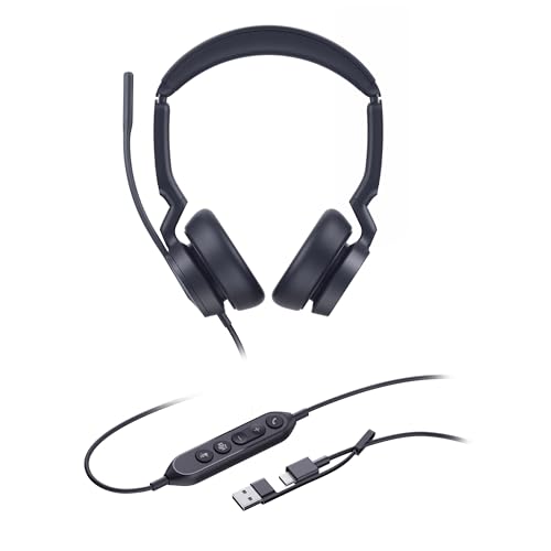 Auriculares UH46 con cable USB dual para evitar problemas de batería en llamadas 2