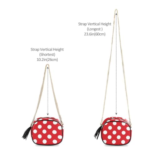 Image of ALAZA Women's Polka Dot Red White Dots PU Leather Crossbody Bag Shoulder Purse with Tassel