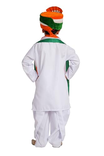 Image of Kaku Fancy Dresses White Dhoti Kurta & Safa Stole For Kids, Kurta Set For Boys & Girls, White