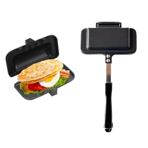 Generic 4w1h Sandwich Maker, 4w1h Sandwich Maker Hot Dog, Breakfast Sandwich Maker, Double Sided Frying Pan, Sandwich Non Stick Pan, Machine Pancake Maker Kitchen Tools, Maker Pan Handle (Black)