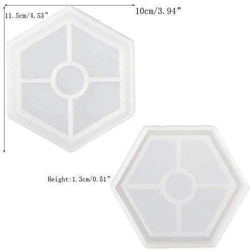 Oewnvmd 4 Pack Hexagon Silicone Coaster Silicone Resin Mold, Clear Epoxy For Casting With Resin, Concrete, Cement And Polymer Clay - Image 2