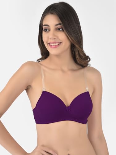 Image of Softline Women's Cotton-Rich Wire-Free Padded Bra | Full Coverage, Seamless & Breathable for Everyday Comfort | Soft Fabric with Supportive Fit for All-Day Wear