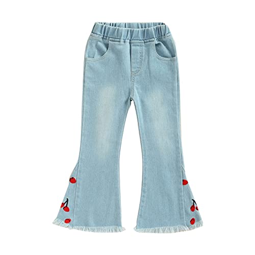 Kids Toddler Girls Skinny Flare Jeans High Waisted Washed Bell Bottom Denim Pants Casual Streetwear for 6M~5T