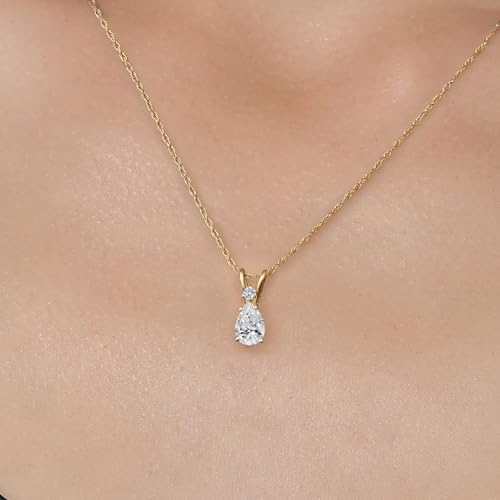 Gem Stone King 14K Yellow Gold Lab Grown Diamond Pendant Necklace for Women | 0.54 Cttw | Gemstone April Birthstone | Pear Shape 7X5MM | DEF Color | VVS-VS Clarity | With 18 Inch Chain3
