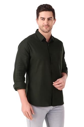 Image of Patrinus Pure Linen Mandarin Collar Full Sleeve Shirt