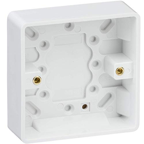 Knightsbridge CU1400 Standard Square Edge Weißer Kunststoff, Abgerundete Kanten, Pattress Box-Single 25mm