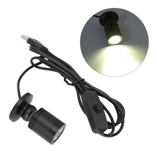 Luqeeg Mini Foco LED con Interruptor de Botón, USB 5 V Aluminio Antideslumbrante, Recargable, Foco de Acento LED para Interiores para Cocina, Habitación, Estante, Escritorio