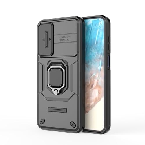 Image of TPU+PC Camshield Pro Case With Slide Camera Protection And Ring Stand Bumper Back Case Cover For Samsung Galaxy M35 5G (Black)