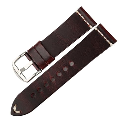 Bracelet montre cuir ciré LUGEMA 22mm style vintage et élégant pour homme