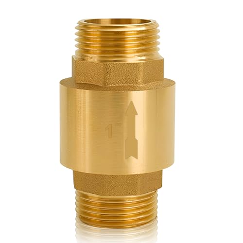 1 Zoll Messing Rückschlagventil, 1 Zoll AGxAG Inline Rückflussverhinderer, G1' Außengewinde Abwasser Rückschlagventil, für Wasserleitung, Waschmaschinen, Gartenpumpen (1 Stück)