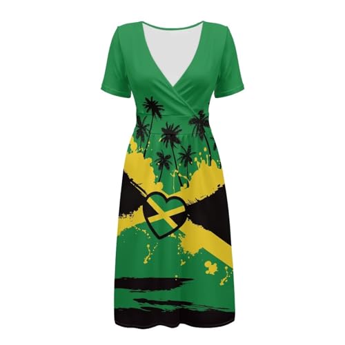 Image of Women's Summer Formal Dresses Short Sleeve Wrap V Neck Dresses Bridesmaid Wedding Guest Dress with Pockets