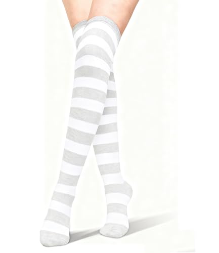 Image of Womens Thigh High Socks Athletic Stripe Cute Colorful Over the Knee High Sock Colorful Long Tube Sock