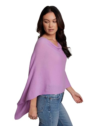 Cashmere -100% Cashmere Draped Dress Topper Poncho (Riviera/Purple)