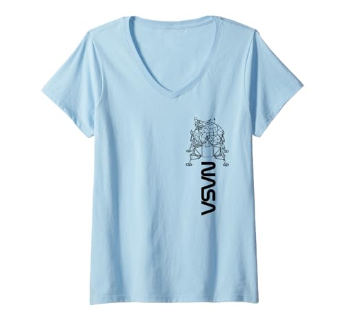 Femme NASA Apollo 11 Lunar Module Worm Logo T-Shirt avec Col en V