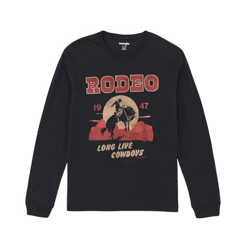 T-shirt manches longues homme Wrangler Rodeo noir en coton col rond casual