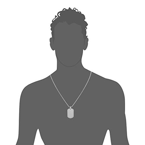 Geoffrey Beene Men's Stainless Steel Engravable Dog Tag Pendant Necklace With Cubic Zirconia Stone (Silver) #TOP3