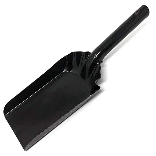 MGE - Pelle en Métal pour Cheminée et Barbecue - Pelle à Charbon - Pelle à Cendre - Fer Émaillé - 1 x Noir Cover