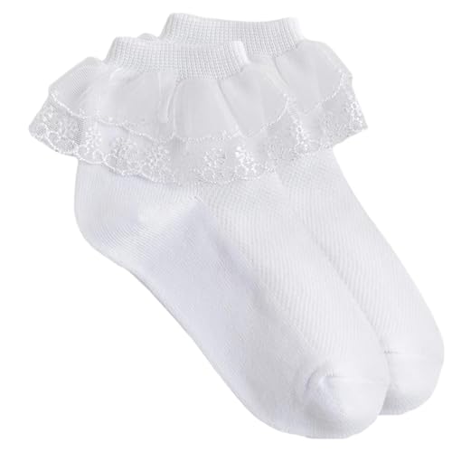 Comfortable And Trendy Girls Ankle Socks Elegant Double Layer Lace Ruffle For Ages 1-10+ Years Kids Daily Wear Fashionable Ki3