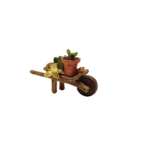 Treasure Gurus Miniature Outdoor Garden Wheelbarrow Hand Tools Fairy Dollhouse Yard Decor Accessory