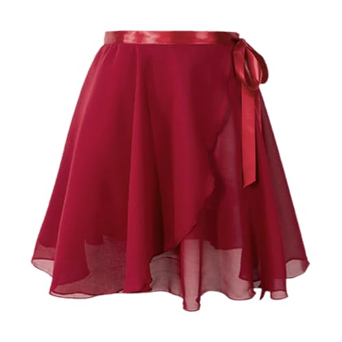 DOKRIN Jupes de danse femme,Une robe de ballet classique rouge pour femme, robe portefeuille, avec une ceinture ajustable.
