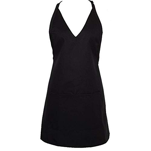 Fame Adult V-Neck Bib Apron - Black - One Size Fits Most F23-18301