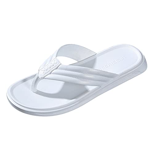 Chaussures pour homme Mode Plage Tongs Flat Toe Sandwich Plage Tongs pour hommes Chaussures Blanches Hommes Haute, Blanc., 44 EU