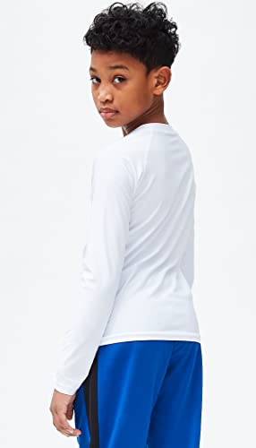 Devops Youth Boys 3-Pack Compression Athletic Performance Baselayer Long Sleeve Shirts (Medium, White/White/White) #TOP3