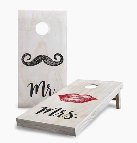 Mr and Mrs Lips Wedding Corn Hole Board Game Set - Reg 2x4 (24