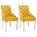 vidaXL 2X Esszimmerstuhl Küchenstuhl Polsterstuhl Essstuhl Wohnzimmerstuhl Lehnstuhl Stuhl Set Stühle Esszimmerstühle Küchenstühle Gelb Samt