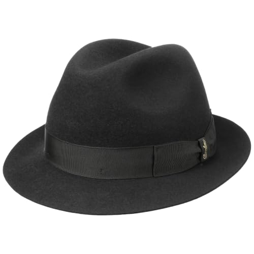 Borsalino Marengo Trilby Haarfilzhut Fedora Filzhut Herrenhut Damen/Herren - Made in Italy mit Ripsband Frühling-Sommer Herbst-Winter Winter - 57 cm schwarz