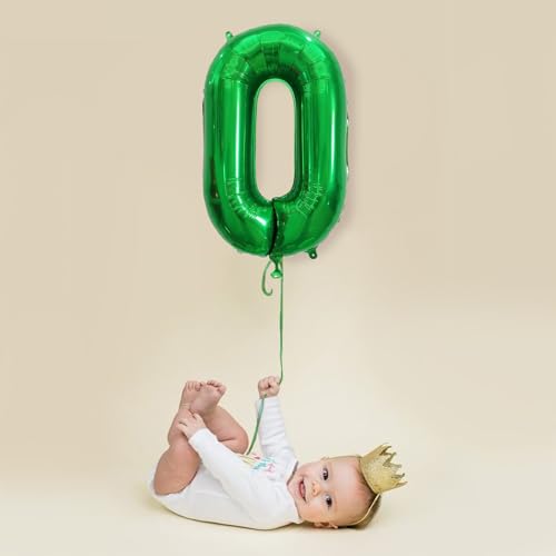 Image of Number Balloons Green Party Balloon - Giant Number 0 Balloon, 40 Inch Large Balloon for St. Patrick's Day Games Theme Birthday Decoration, Girls Boys Party Supplies