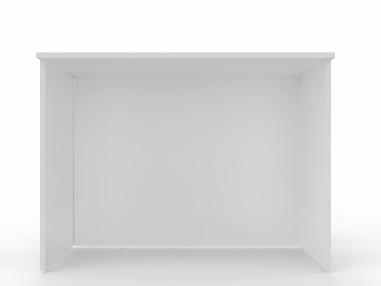 Bancone Reception lineare piano e fianchi in legno cm altezza 109 cm da negozio in melaminico, cassa e sale di attesa manifattura italiana alta qualità (l. 125cm, Bianco)