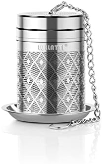 LULLATTI Tea Infuser (1 Pack), Extra Fine Mesh Loose Leaf Tea Steeper with Diamond Pattern & Extended Long Chain, 18/8 Stainless Steel Tea Ball Strainer for Brewing All Kinds of Tea