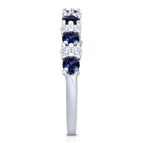 Kobelli Diamond and Blue Sapphire Band 1 carat (ctw) in 14k White Gold4