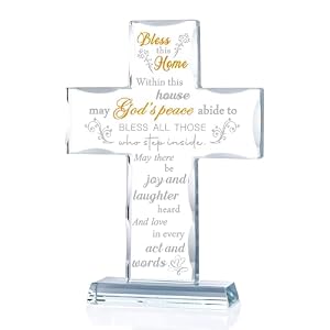 House Warming Gifts New Home, Glass Cross Religious Housewarming for Women