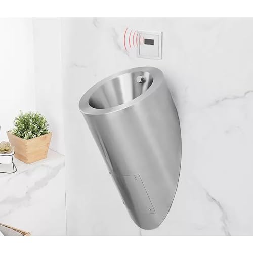 iumLeap 304 Stainless Steel Wall-Mounted Urinal, Intelligent Induction Design, Anti-Overflow Urinal, Bar Urinals, Commercial Urinals for Men Bathroom, Male Urinal for Public Toilets (Silver)