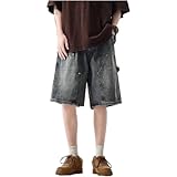 QJK Streetwear Baggy Summer Jorts Y2K Shorts Vintage Acid Wash Jean Shorts Fashion Jorts (Vintage Denim,M,Medium)