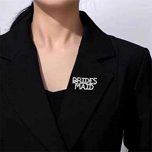 Image of Rhinestone Bride Brooch Pin for Women Girls Fashion Crystal Letter Wedding Bouquet Brooches Lapel Pins Delicate Dress Accessories Jewelry Gift for Bachelorette & Bridal (Bridesmaid)