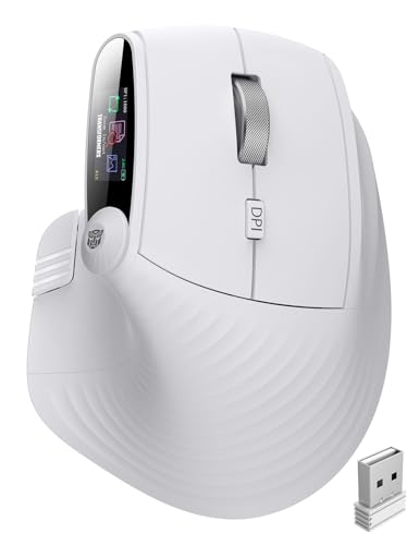 Transformers Vertical Ergonomic Mouse with LED Screen & Knob Control White - image 1