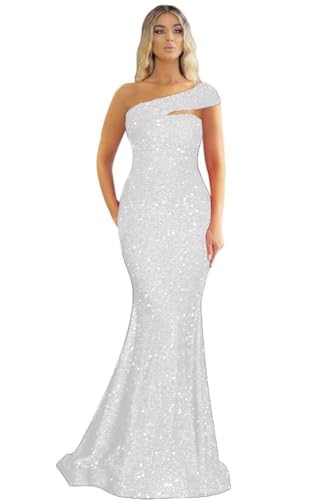Image of One Shoulder Sequin Prom Dresses Long Sparkly Mermaid Evening Gowns for Women Bodycon Formal Dresses 2025